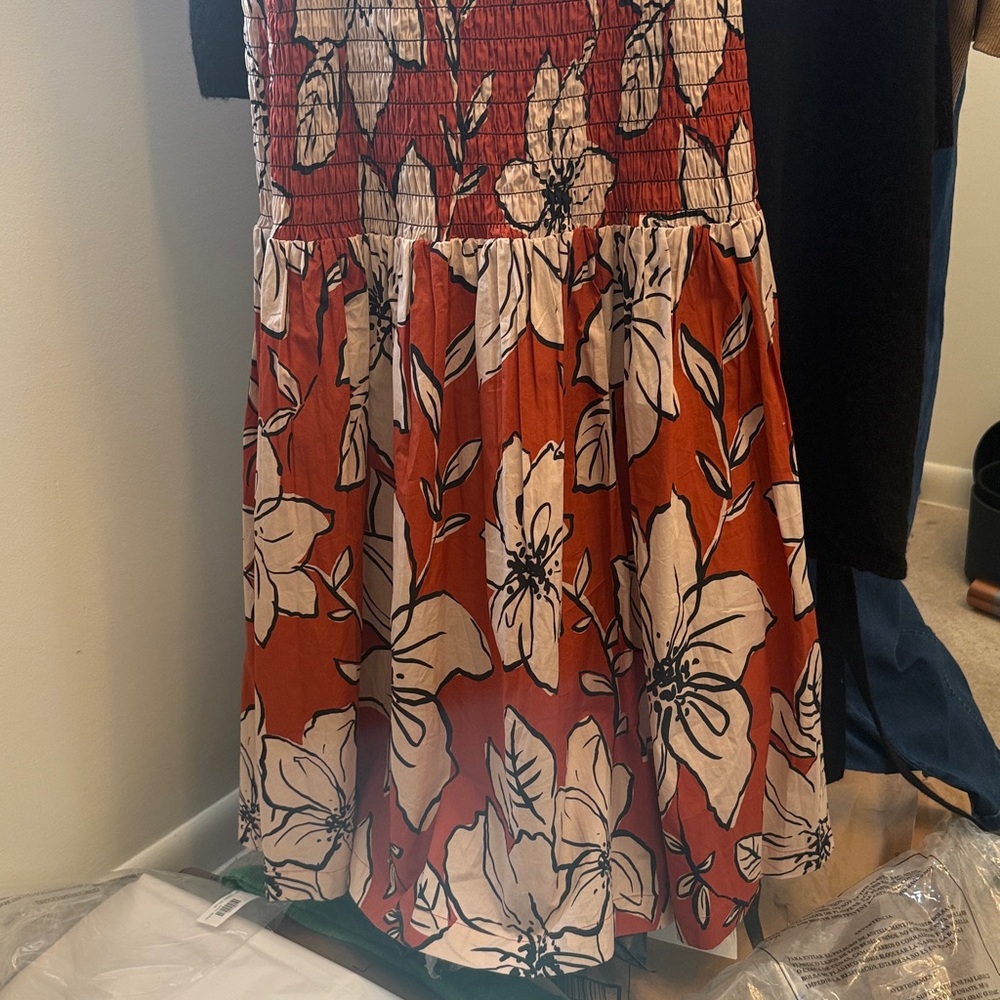 NWT Anthropologie Dhruv Kapoor Smocked Flounce-Hem Dress - Picture 10 of 12
